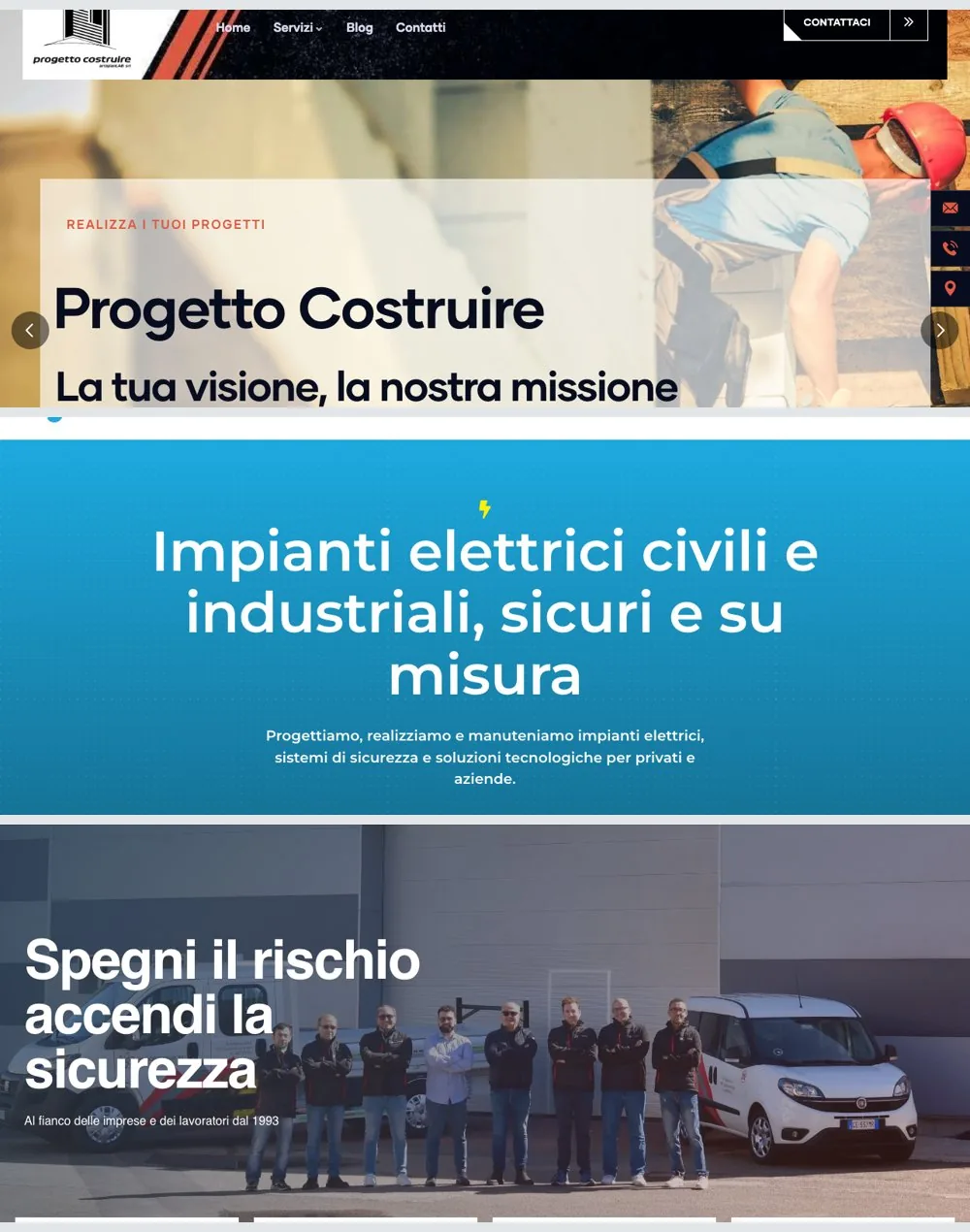 Tre siti web realizzati da Next Level: Progetto Costruire, Giami Impianti, Euroimpianti